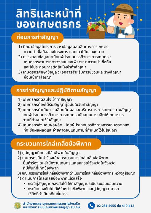 สิทธิและหน้าที่ของเกษตรกรก่อนการทำสัญญาระบบเกษตรพันธสัญญา