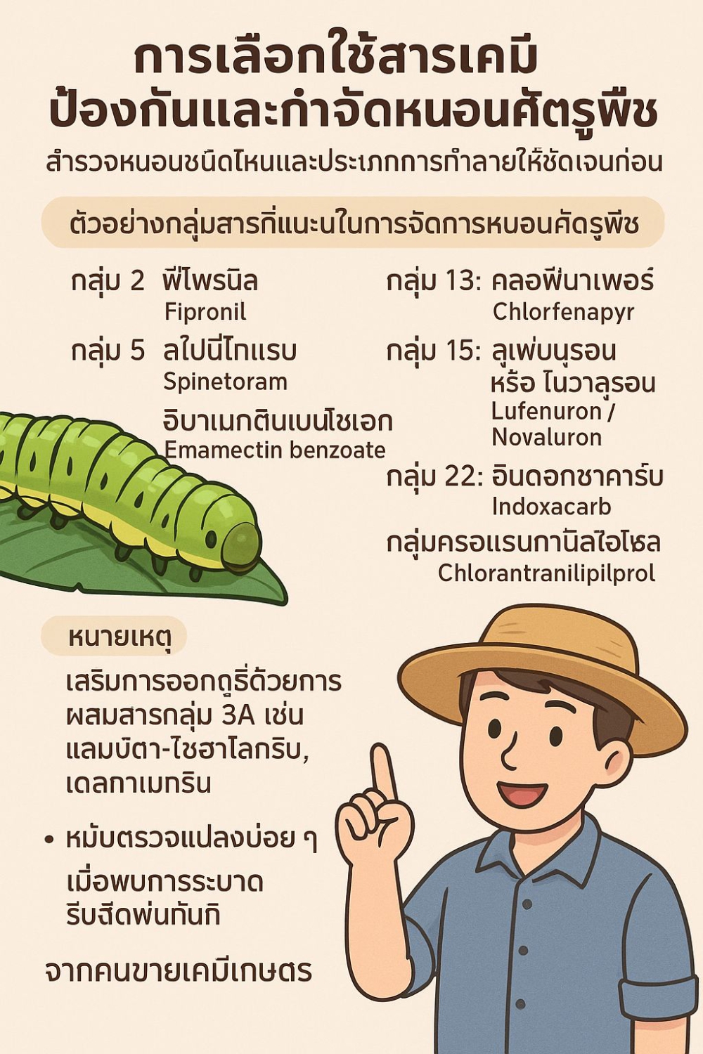 การเลือกใช้สารเคมี ป้องกันและกำจัดหนอนศัตรูพืช