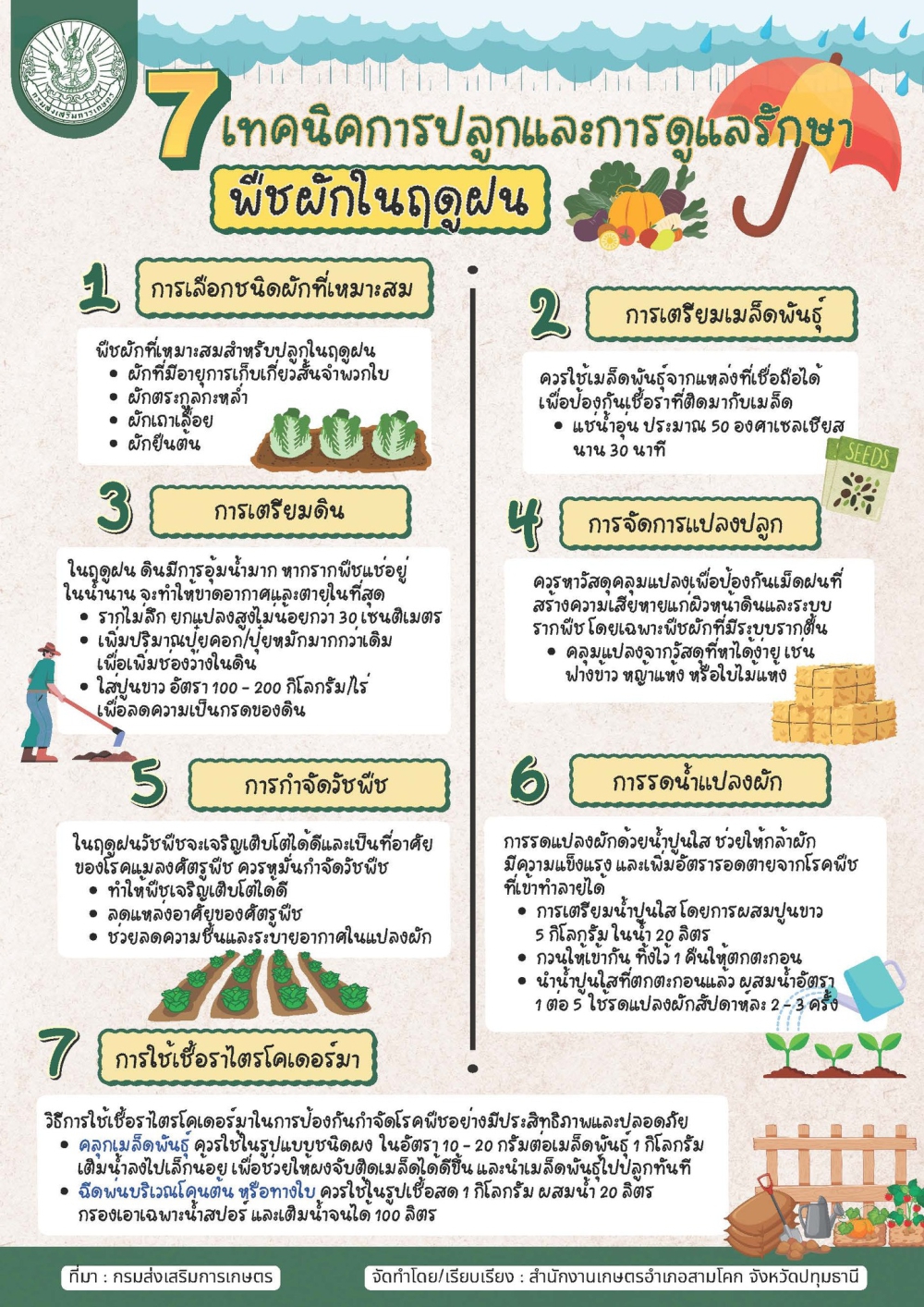 7 เทคนิคการปลูกและดูแลรักษาพืชผักในฤดูฝน