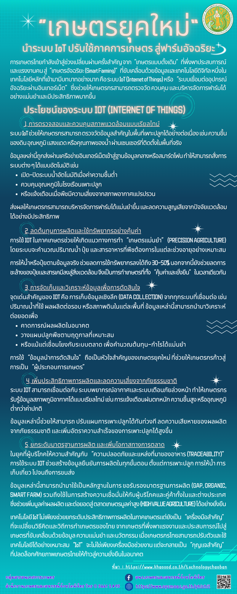เกษตรยุคใหม่นำระบบIOTปรับใช้ภาคการเกษตร