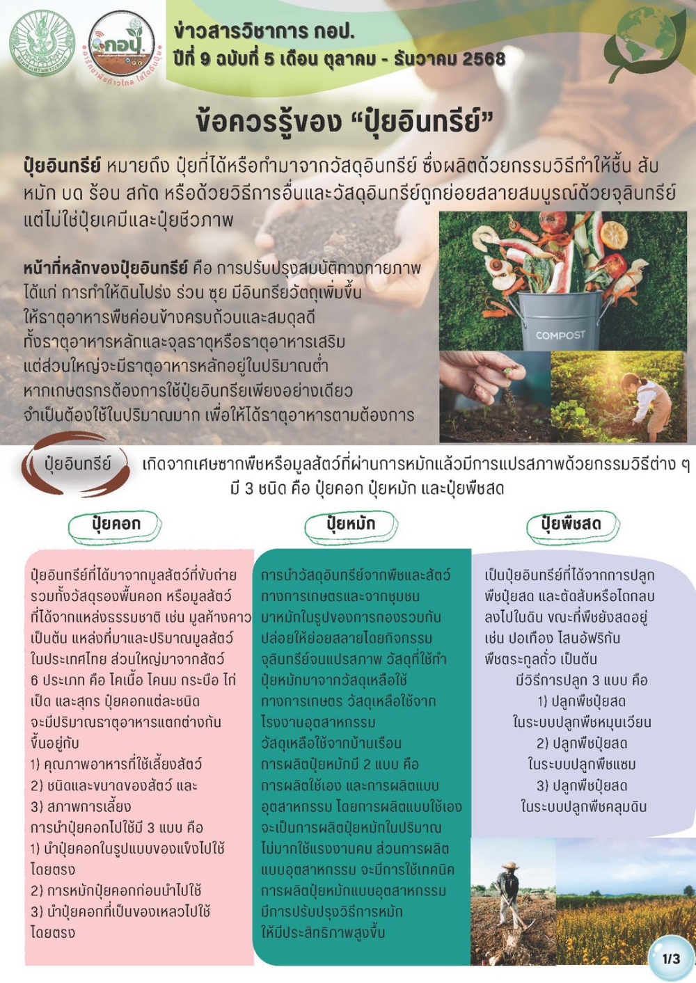 ข้อควรรู้ของปุ๋ยอินทรีย์