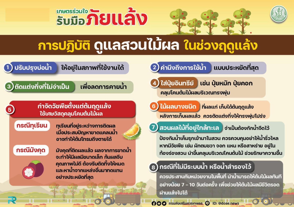 การปฏิบัติดูแลสวนไม้ผลในช่วงฤดูแล้ง