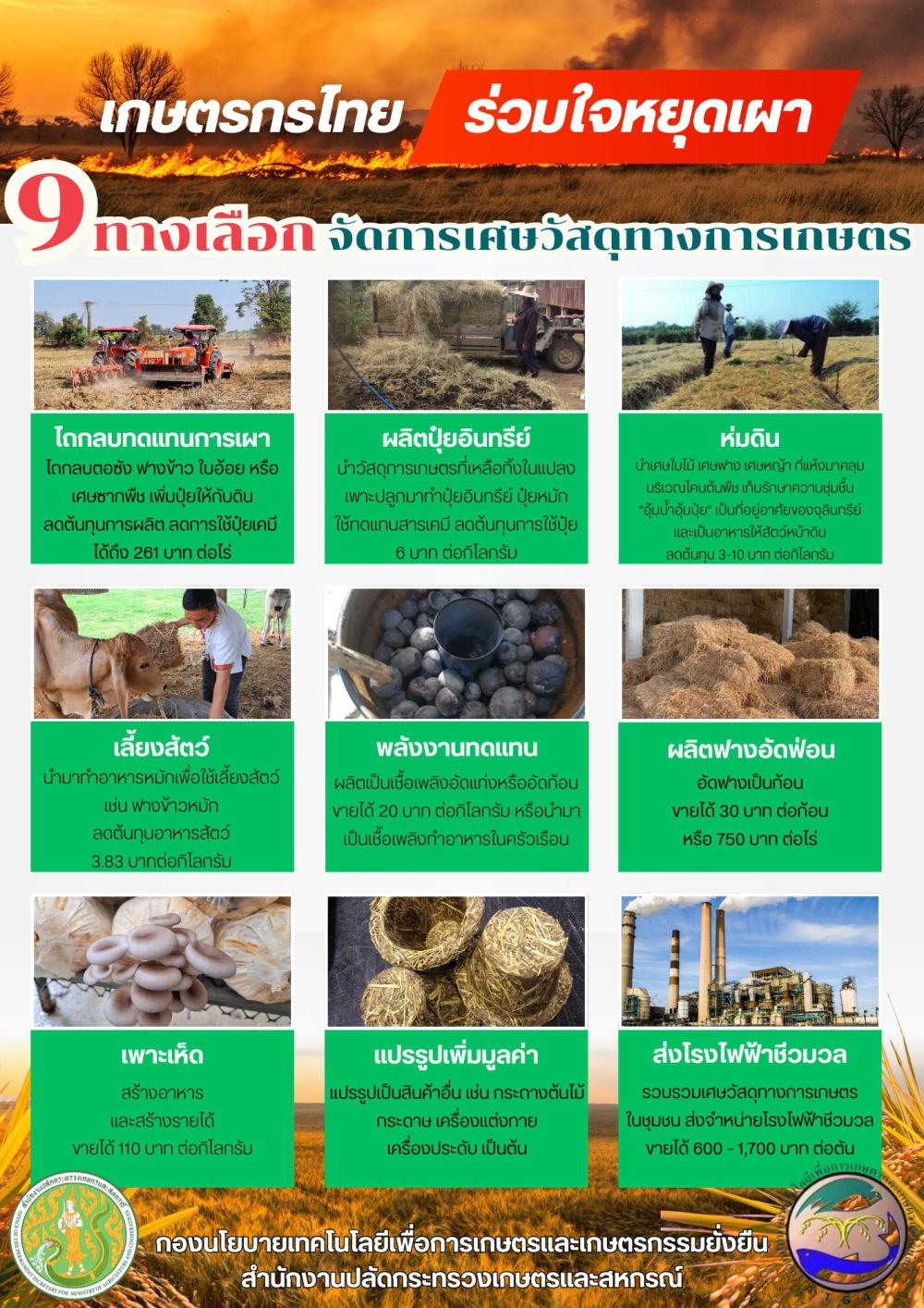 9 ทางเลือก จัดการเศษวัสดุทางการเกษตร