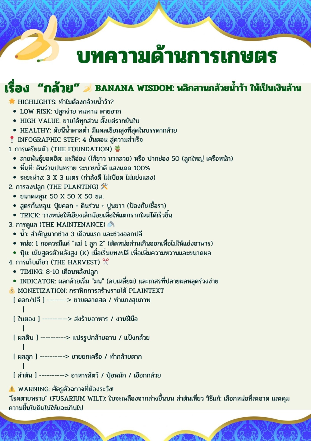 เรื่อง  กล้วย BANANA WISDOM พลิกสวนกล้วยน้ำว้า ให้เป็นเงินล้าน
