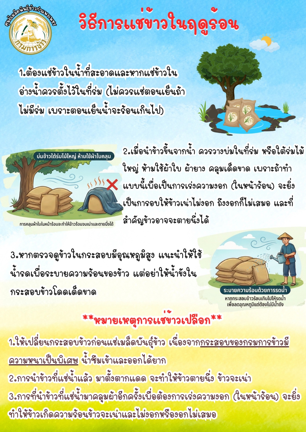 ข้อแนะนำการแช่พันธุ์ข้าวในฤดูร้อน