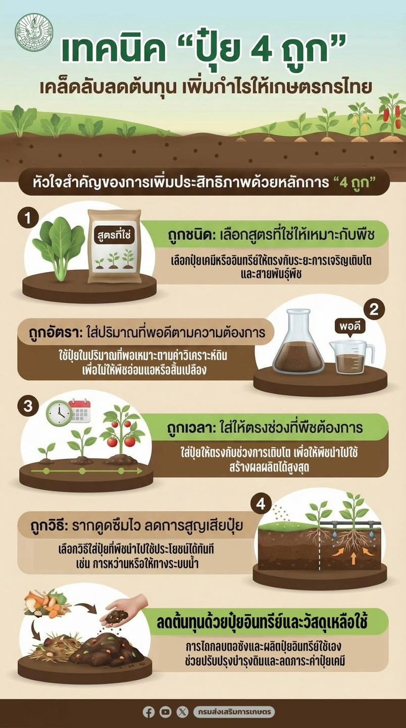 เทคนิคปุ๋ย4ถูกเคล็ดลับลดต้นทุนเพิ่มกำไรให้เกษตรกรไทย