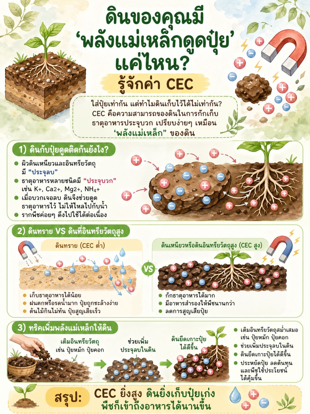 ค่าCEC   ดินทราย VS ดินเนื้อดีประจุสูง