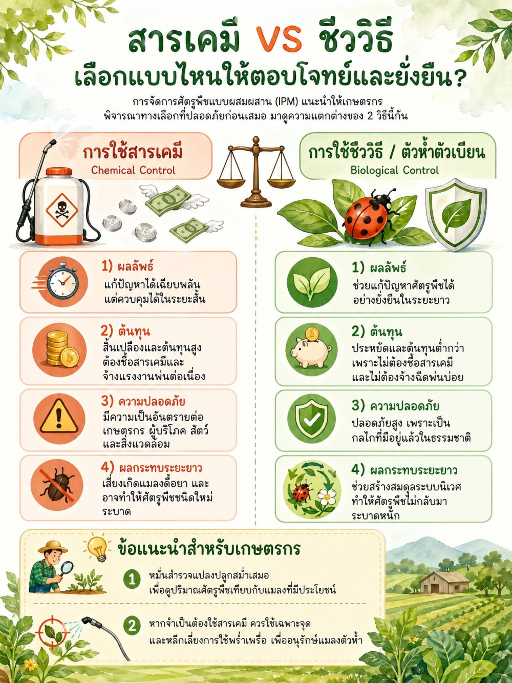 การใช้สารเคมีกับชีววิธีหรือการพึ่งพาธรรมชาติ