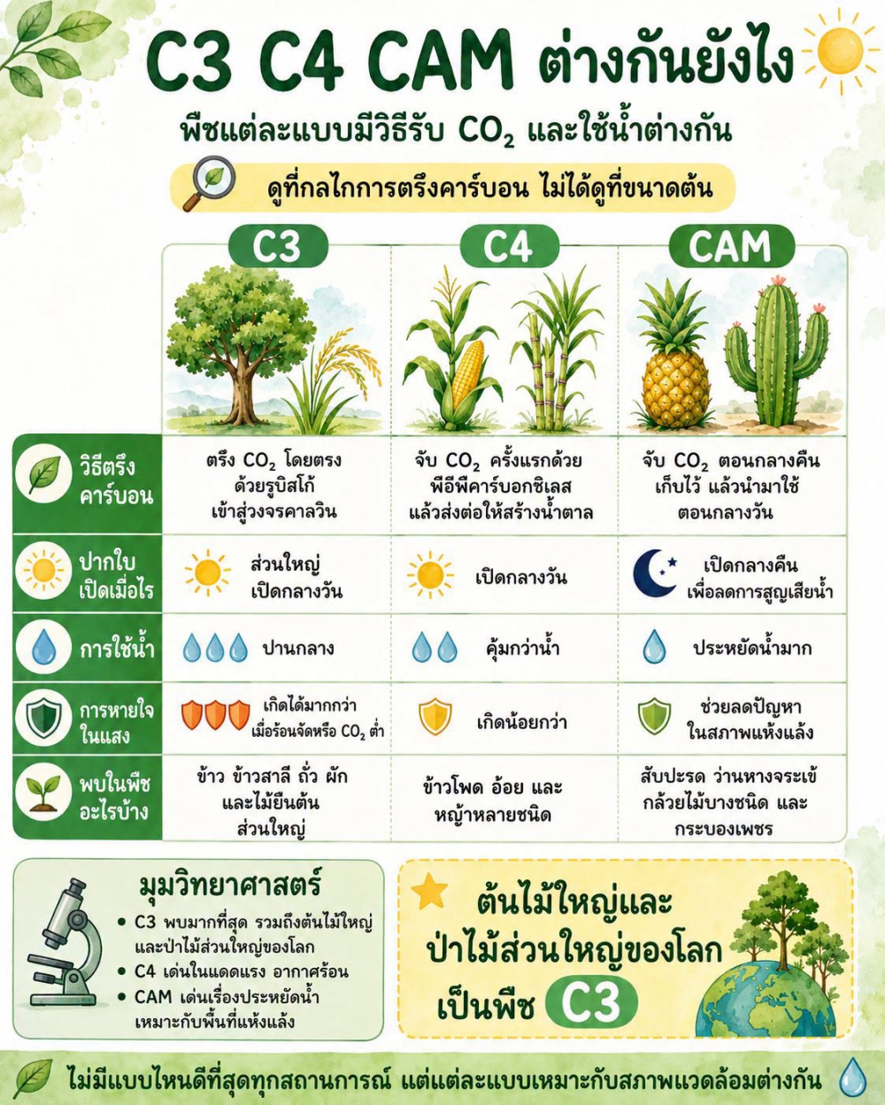พืช C3 C4 และ CAM ต่างกันอย่างไร