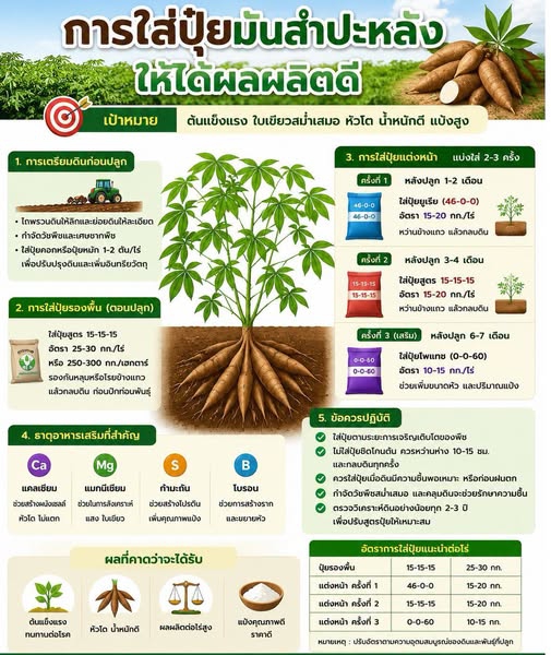 การใส่ปุ๋ยมันสำปะหลังให้ได้ผลผลิตดี