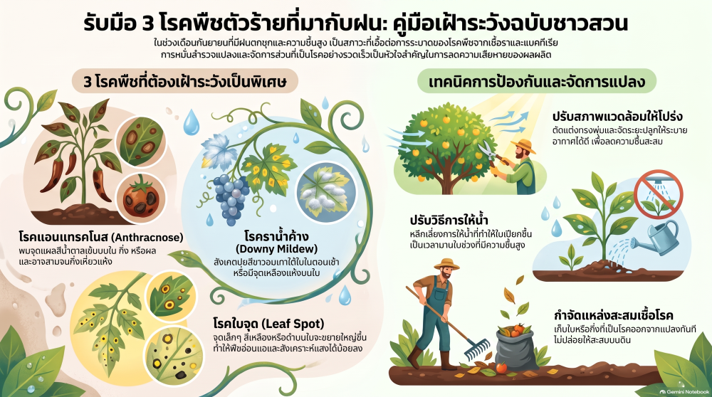 3 โรคพืชที่ต้องระวังเป็นพิเศษในช่วงเดือนกันยายน