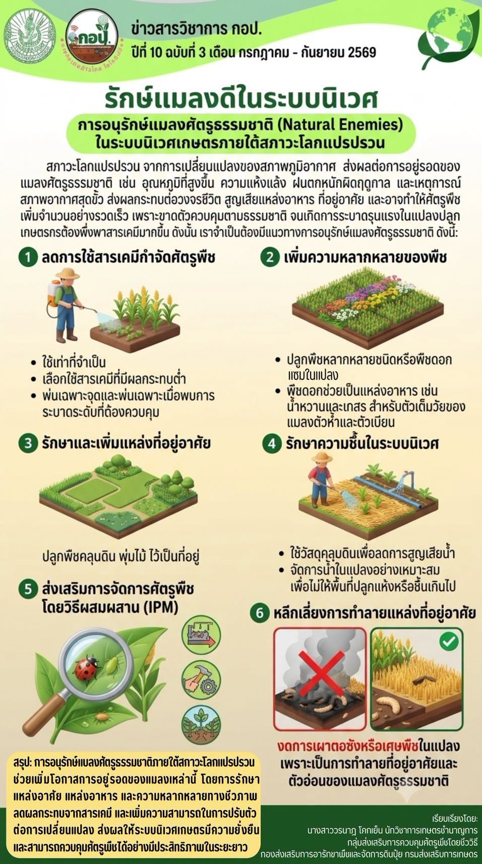 “แมลงดี” ตัวช่วยสำคัญของระบบนิเวศเกษตร