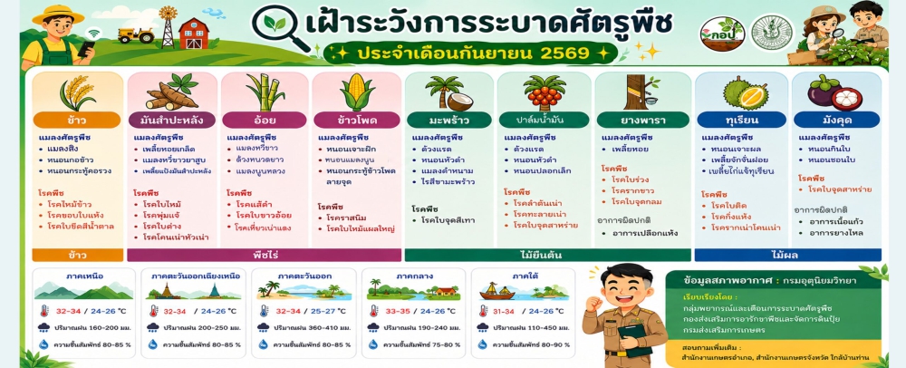 เฝ้าระวังการระบาดศัตรูพืช ประจำเดือน กันยายน 2569