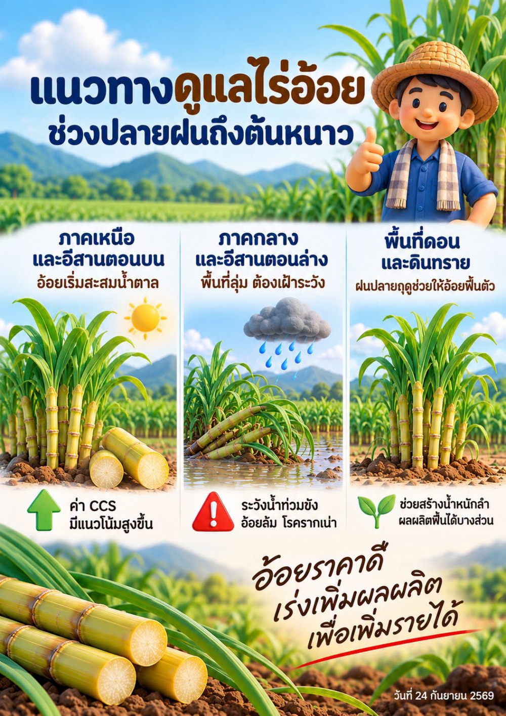 แนวทางดูแลไร่อ้อย ช่วงปลายฝนถึงต้นหนาว