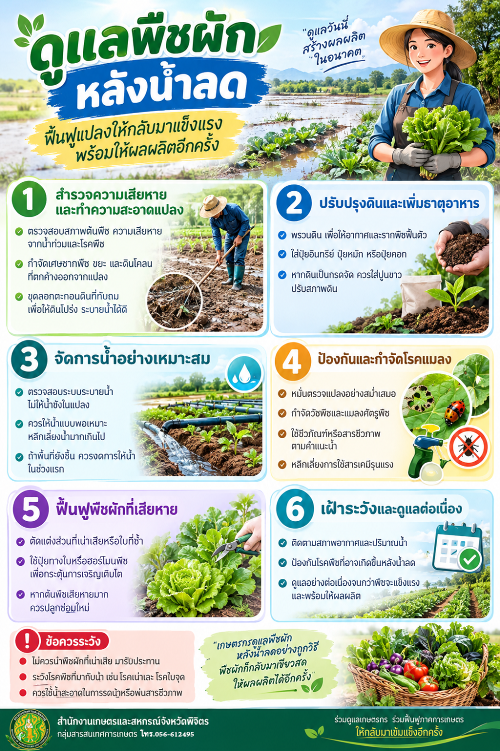 ดูแลพืชผักหลังน้ำลด
