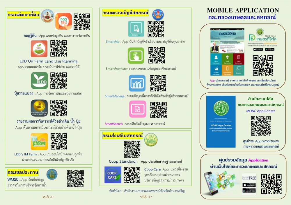 แผ่นพับ MOBILE APPLICATION กระทรวงเกษตรและสหกรณ์