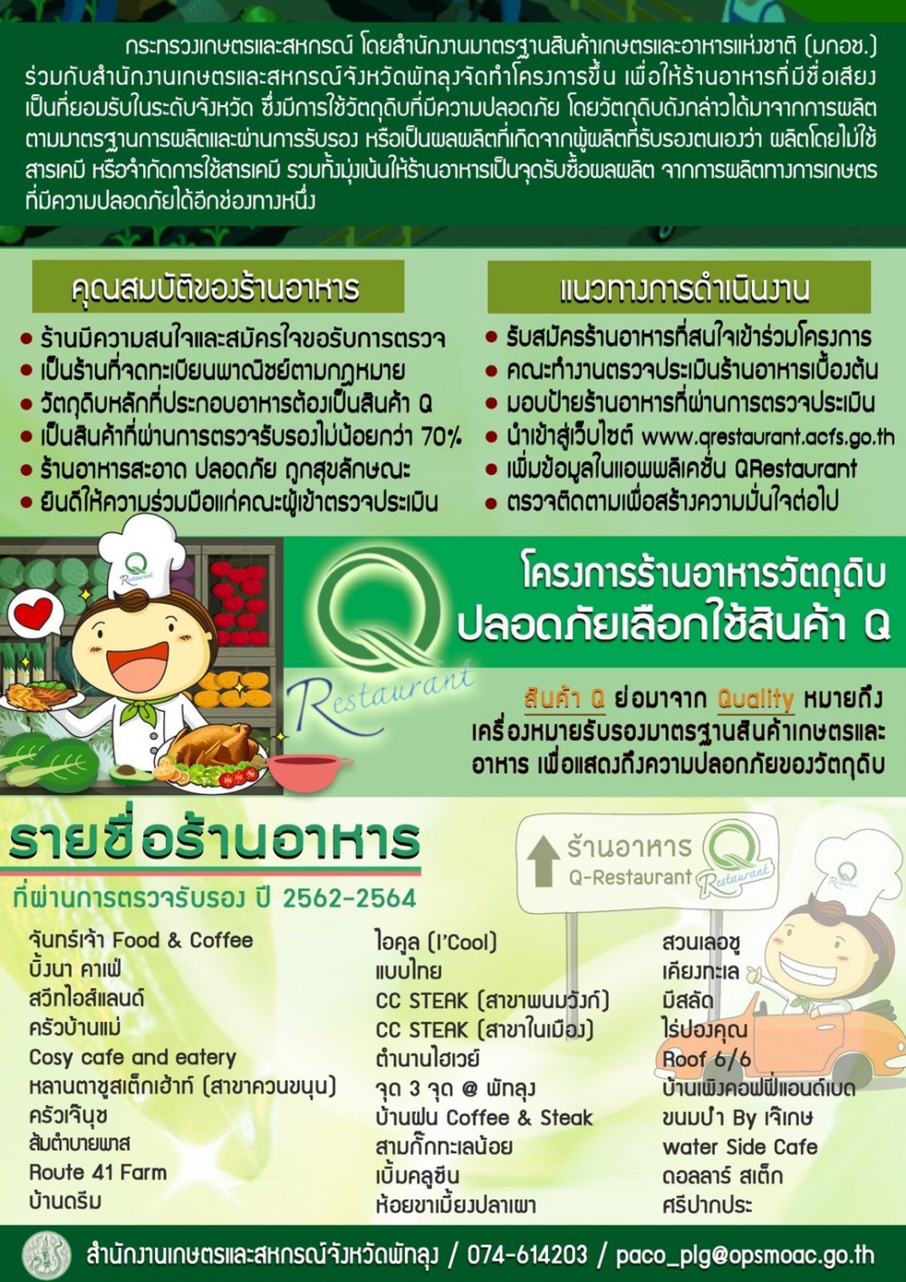 ประชาสัมพันธ์โครงการร้านอาหารวัตถุดิบปลอดภัยเลือกใช้สินค้า
