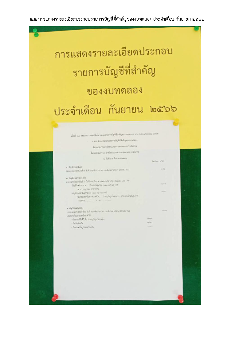 การแสดงรายละเอียดประกอบรายการบัญชีที่สำคัญของงบทดลอง