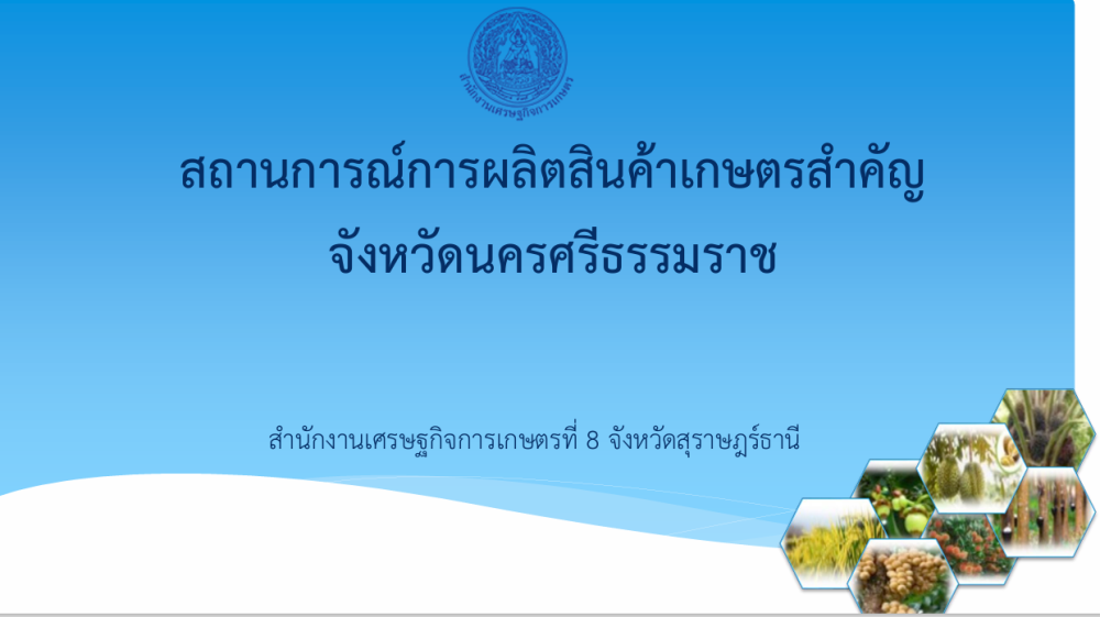 สถานการณ์การผลิตสินค้าเกษตรของจังหวัดนครศรีธรรมราช