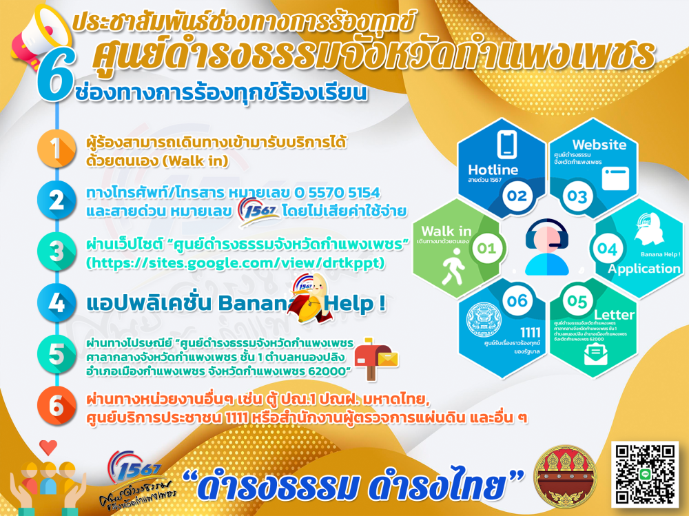 ประชาสัมพันธ์ช่องทางการร้องเรียน/ร้องทุกข์