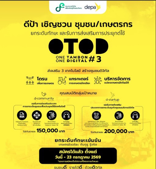 ประชาสัมพันธ์โครงการ 1 ตำบล 1 ดิจิทัล ซีซัน 3 (One Tambon One Digital :OTOD#3)