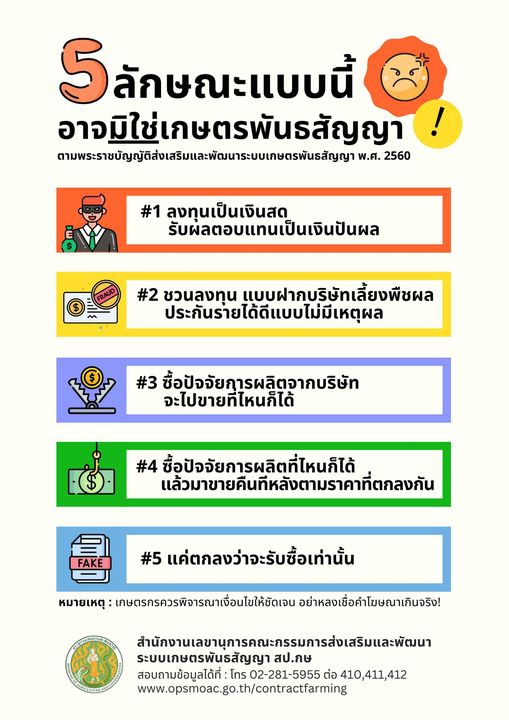 5 ลักษณะแบบนี้ อาจมิใช่เกษตรพันธสัญญา