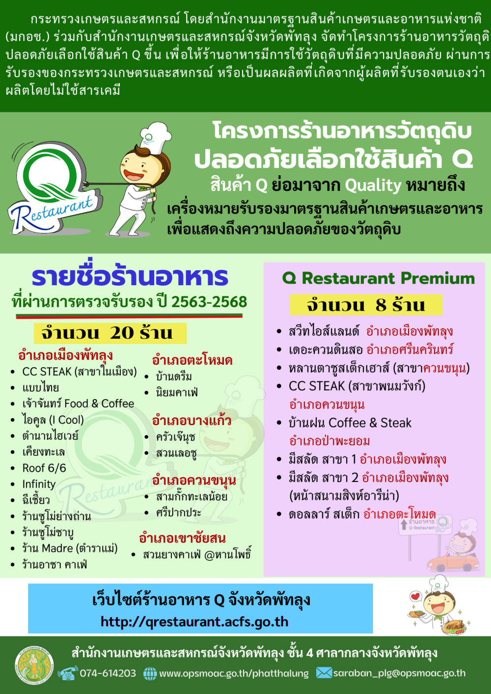 โครงการร้านอาหารวัตถุดิบปลอดภัยเลือกใช้สินค้า
