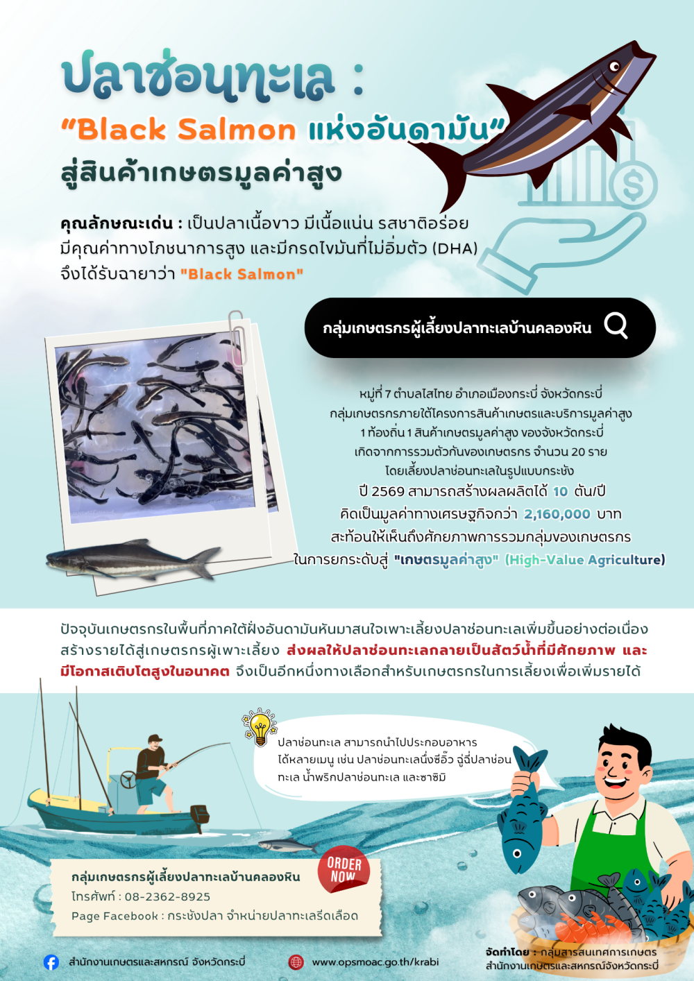 ปลาช่อนทะเลBlacksalmonแห่งทะเลอันดามันสู่สินค้าเกษตรมูลค่าสูง