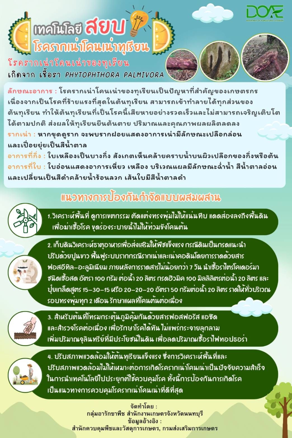 เทคโนโลยี สยบ โรครากเน่าโคนเน่าของทุเรียน