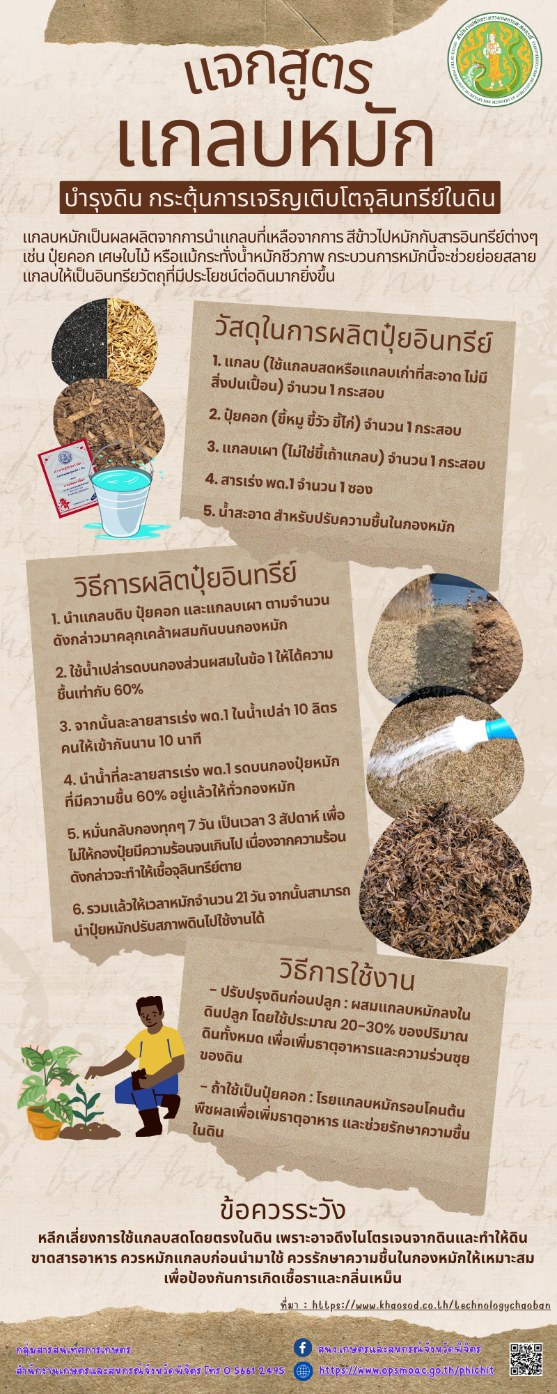 แจกสูตรแกลบหมักบำรุงดินกระตุ้นการเจริญเติบโตจุลินทรีย์ในดิน