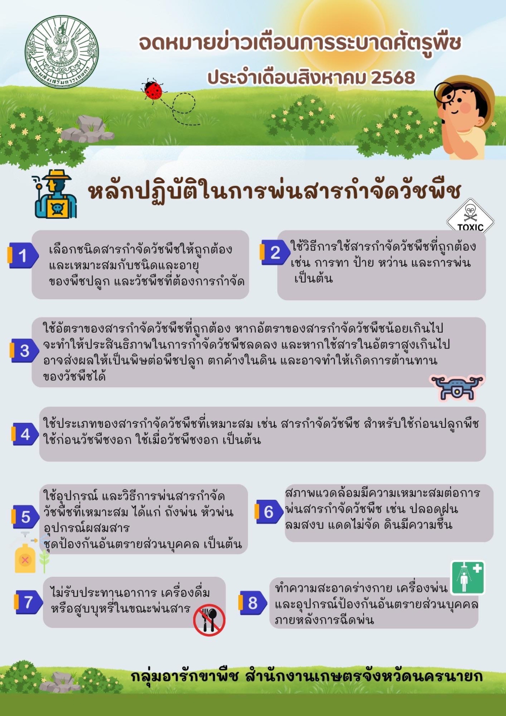 รู้ก่อน ป้องกันได้! 8 หลักปลอดภัย ใช้สารกำจัดวัชพืช