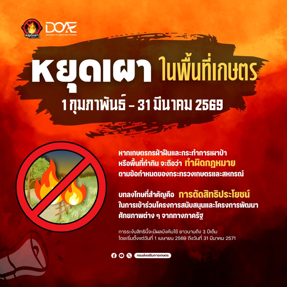 กรมส่งเสริมการเกษตรขอความร่วมมือพี่น้องเกษตรกร