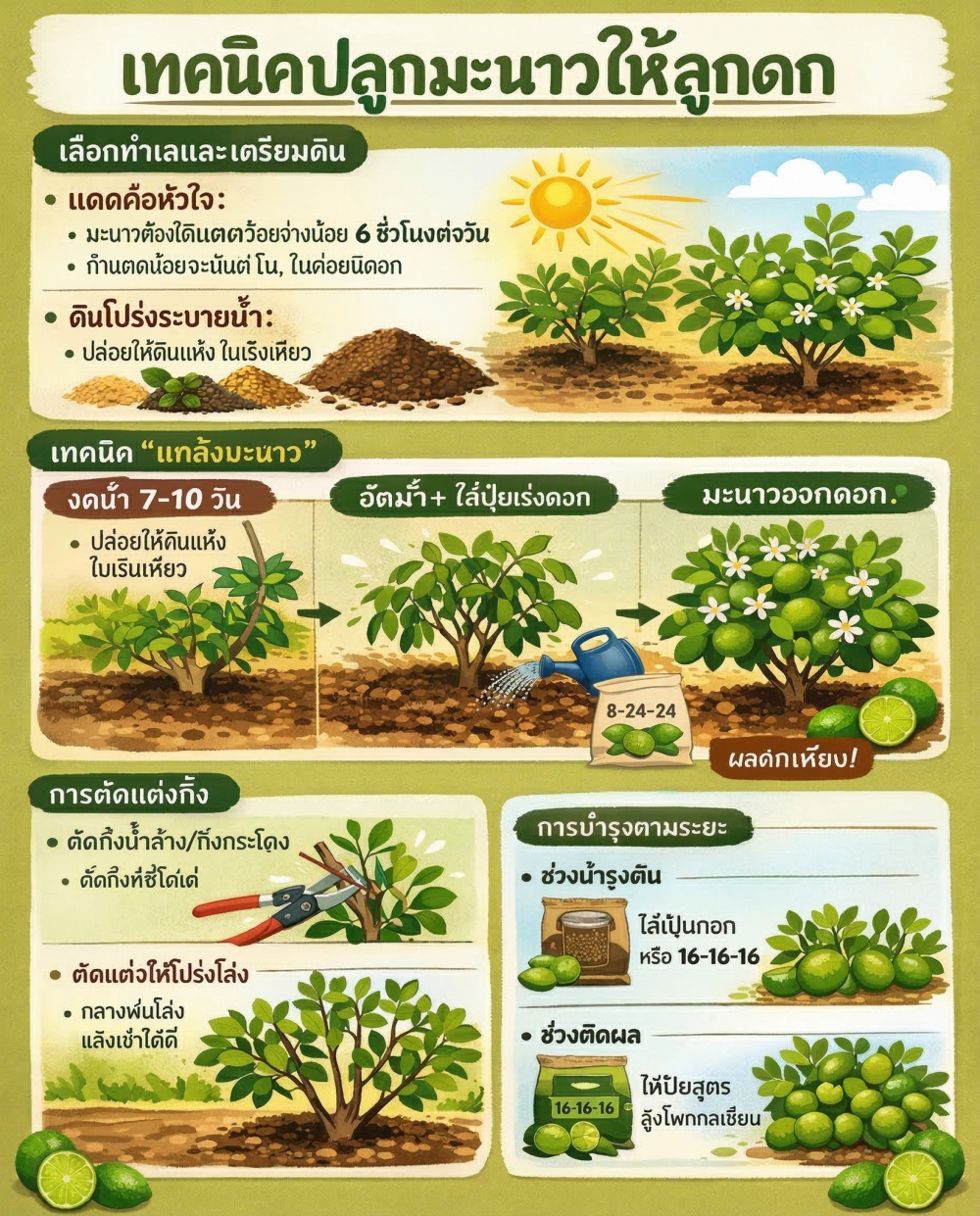 เทคนิคปลูกมะนาวให้ลูกดก