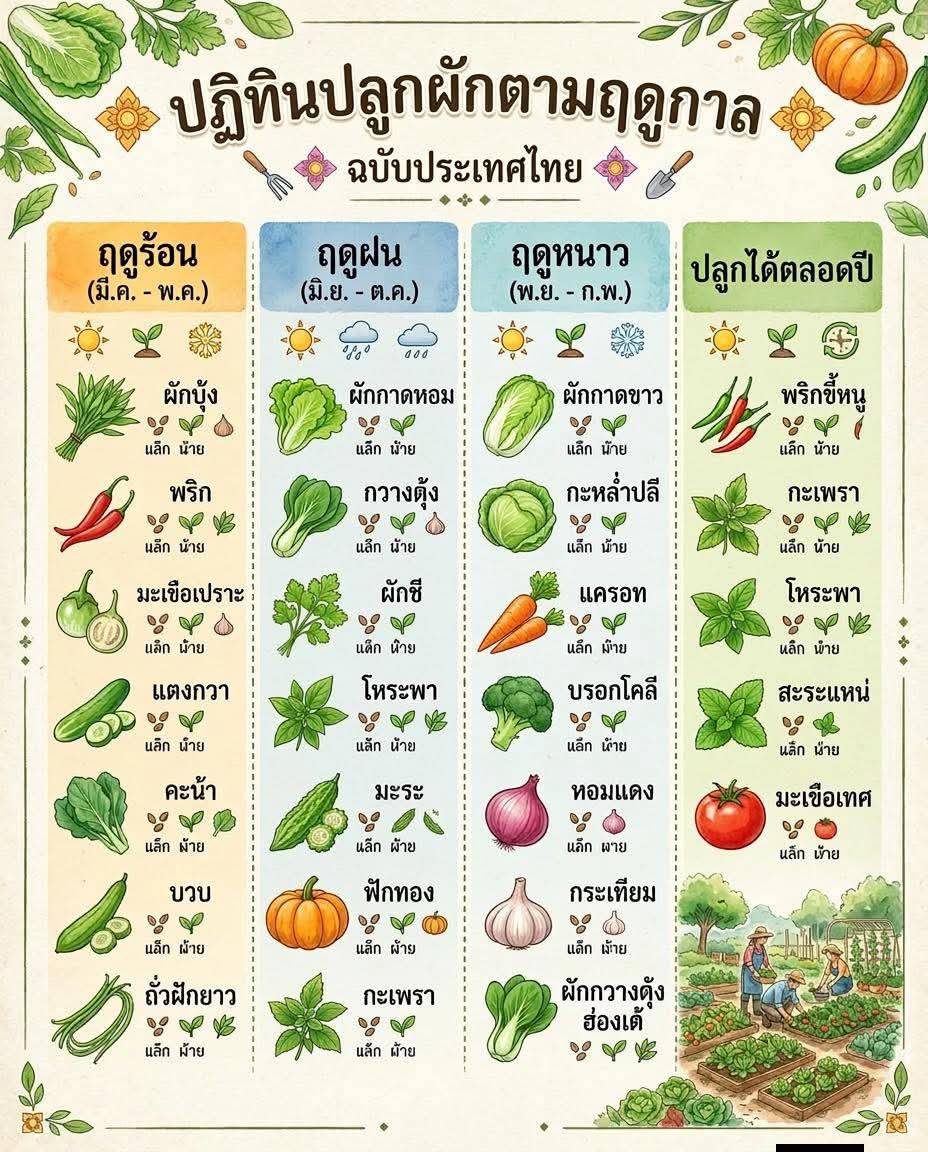 ปฏิทินปลูกผักตามฤดูกาล