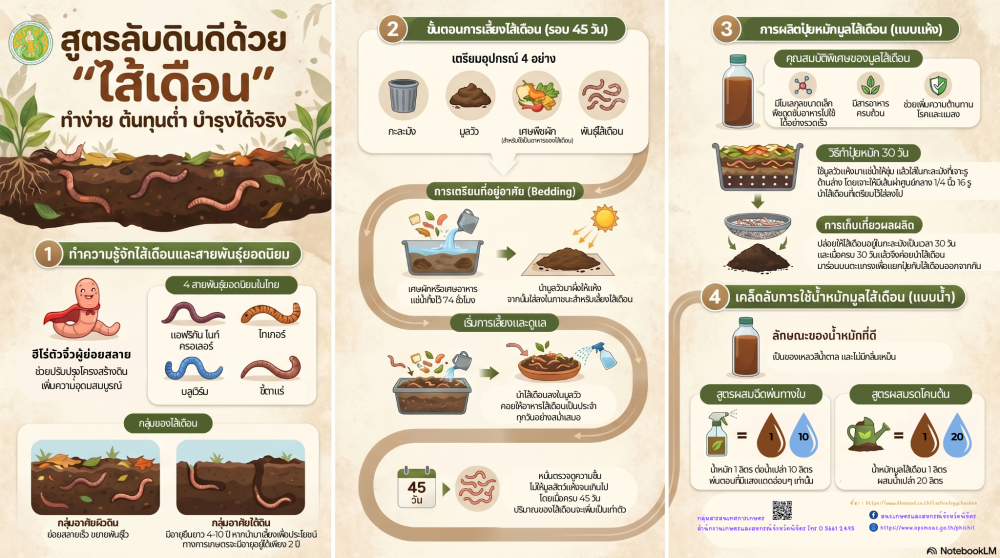 สูตรลับดินดีด้วยไส้เดือน ทำง่าย ต้นทุนต่ำ บำรุงได้ดี