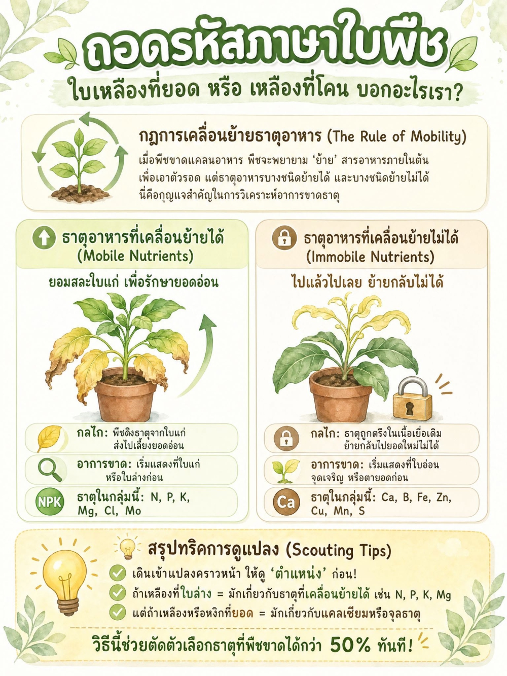 กฎการเคลื่อนย้ายธาตุอาหาร ในต้นพืช