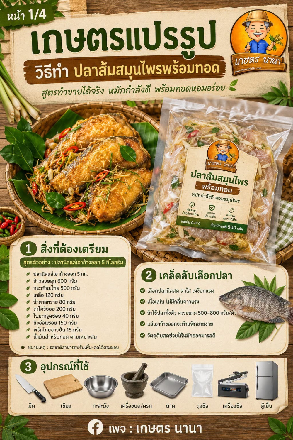เกษตรแปรรูป วิธีทำ “ปลาส้มสมุนไพรพร้อมทอด”