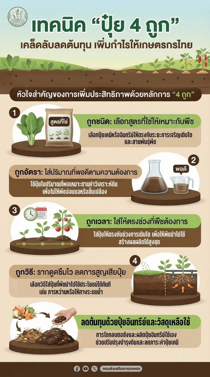 เทคนิค ปุ๋ย 4 ถูก