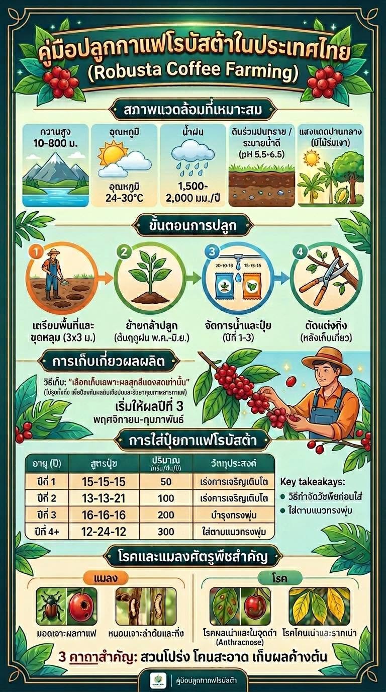 คู่มือปลูกกาแฟโรบัสต้าในประเทศไทย