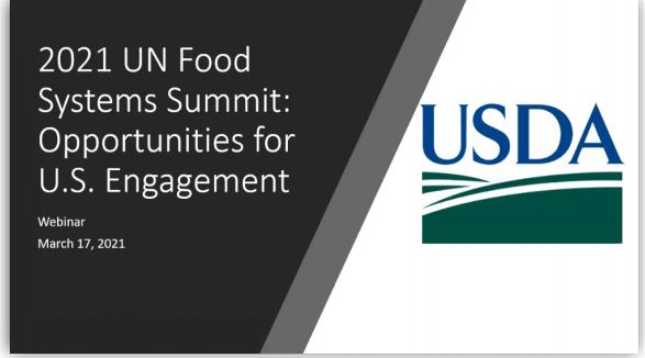 UN Food Systems Summit : Opportunities for US Engagement