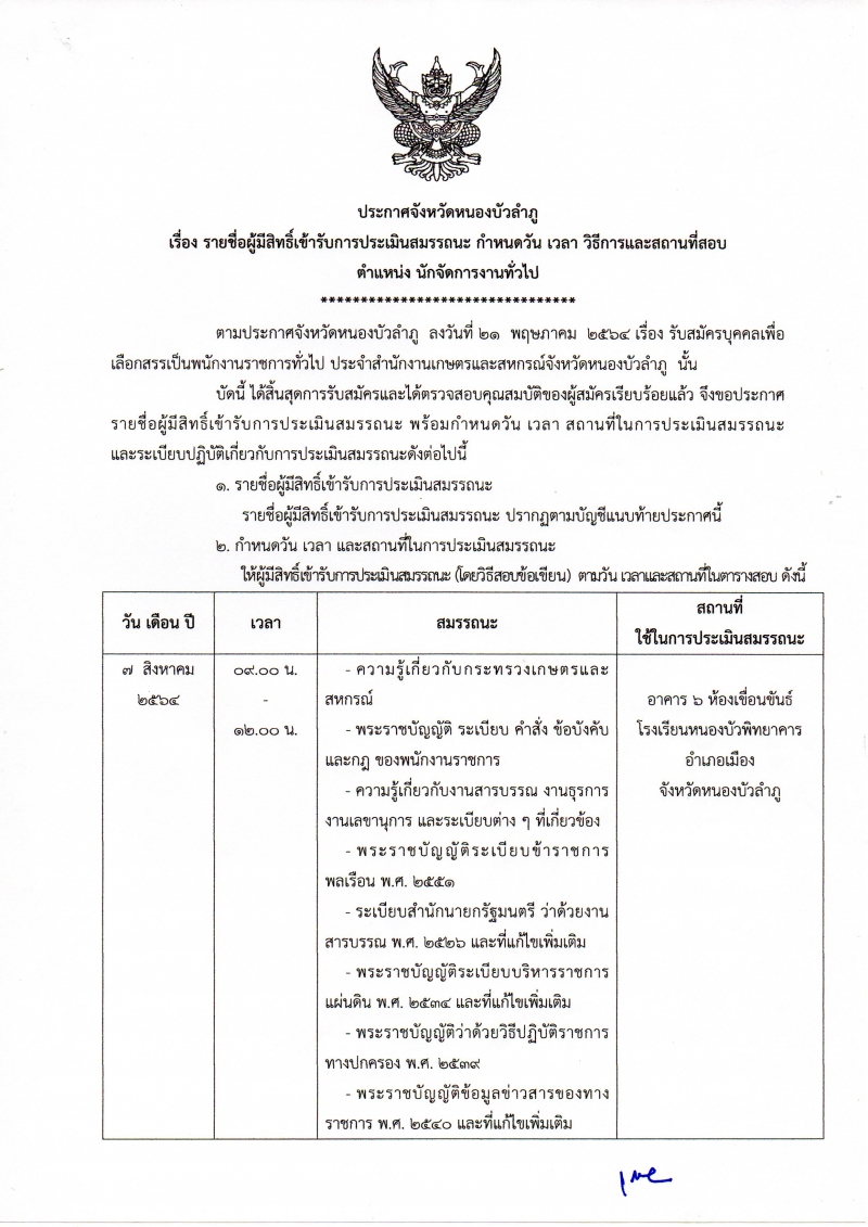 ประกาศจังหวัดหนองบัวลำภู