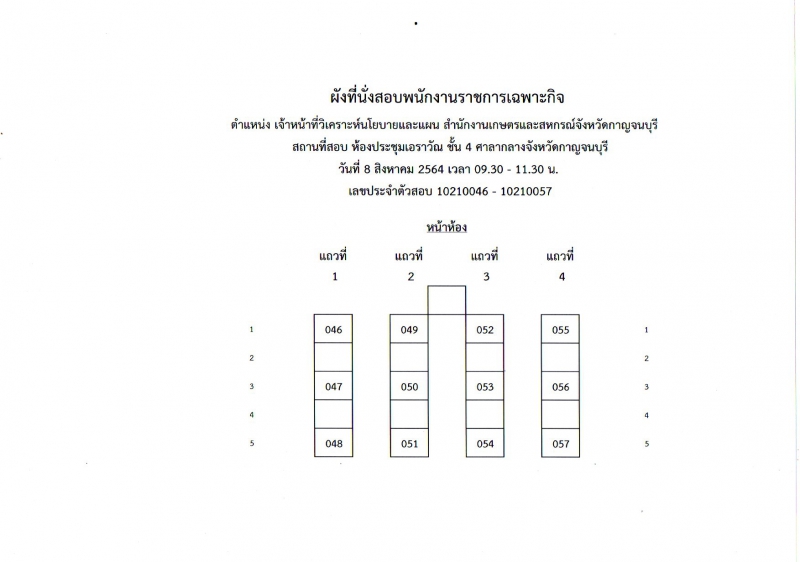 ผังที่นั่งสอบชั้น4พนักงานราชการเฉพาะกิจ