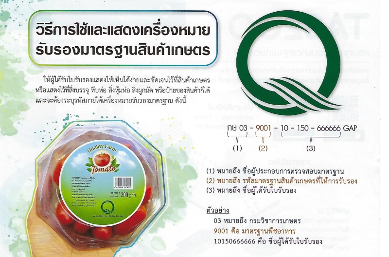 วิธีการใช้และแสดงเครื่องหมายรับรองมาตรฐานสินค้าเกษตร