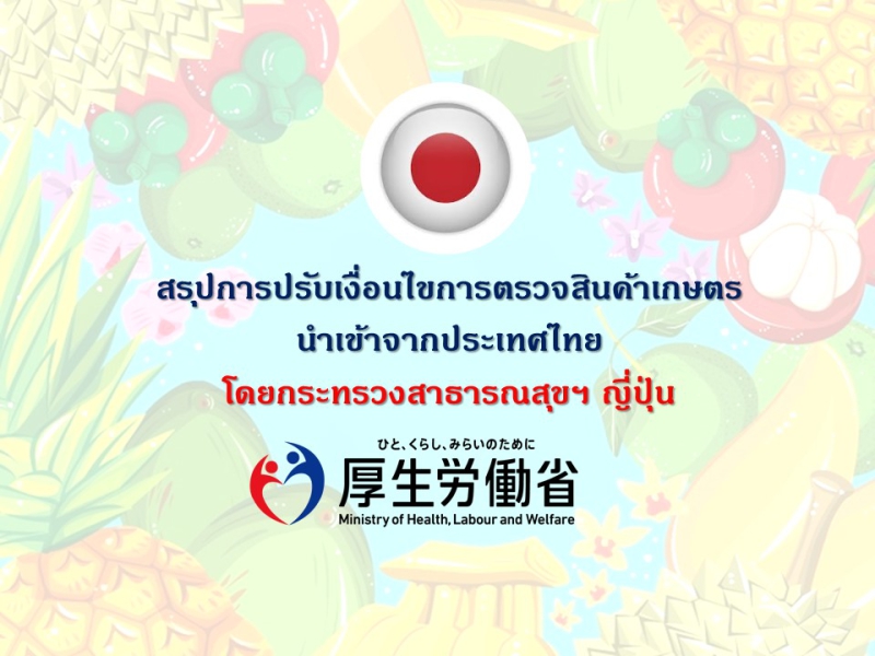 Updated!!สรุปการปรับเงื่อนไขการตรวจสินค้าเกษตรนำเข้าจากประเทศไทยโดยกระทรวงสาธารณสุขฯ