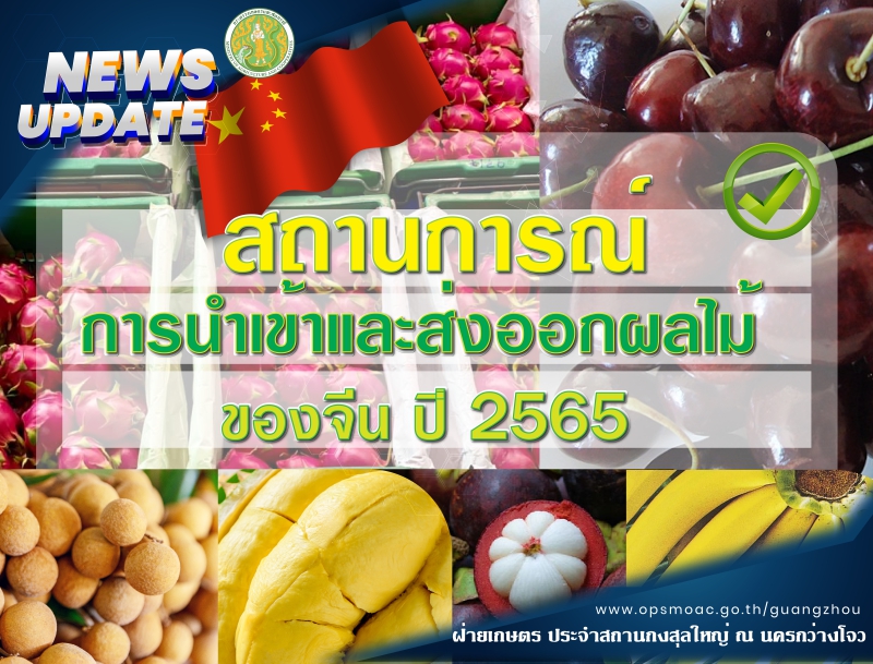 สถานการณ์การนำเข้าและส่งออกผลไม้ของจีนปี 2565