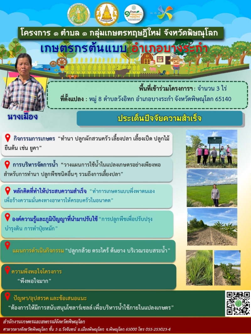 เกษตรกรต้นแบบอำเภอบางกระทุ่มจังหวัดพิษณุโลก