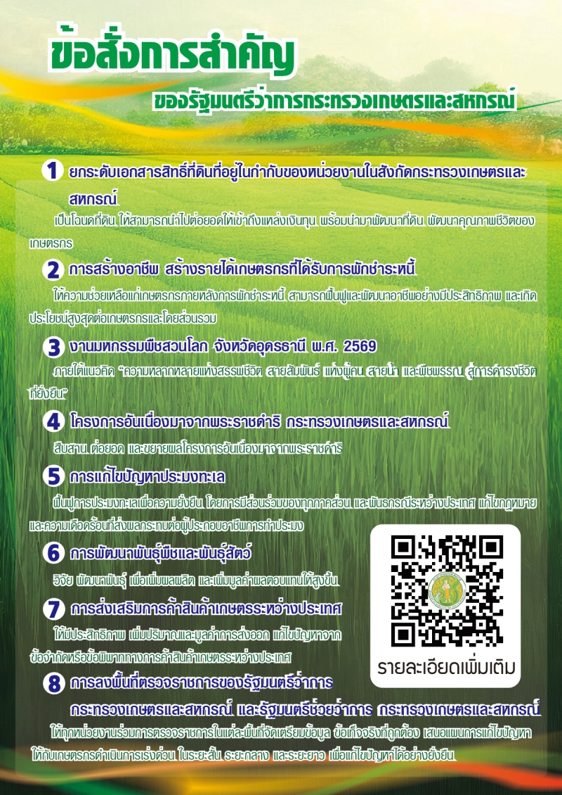 ข้อสั่งการของรัฐมนตรีว่าการกระทรวงเกษตรและสหกรณ์