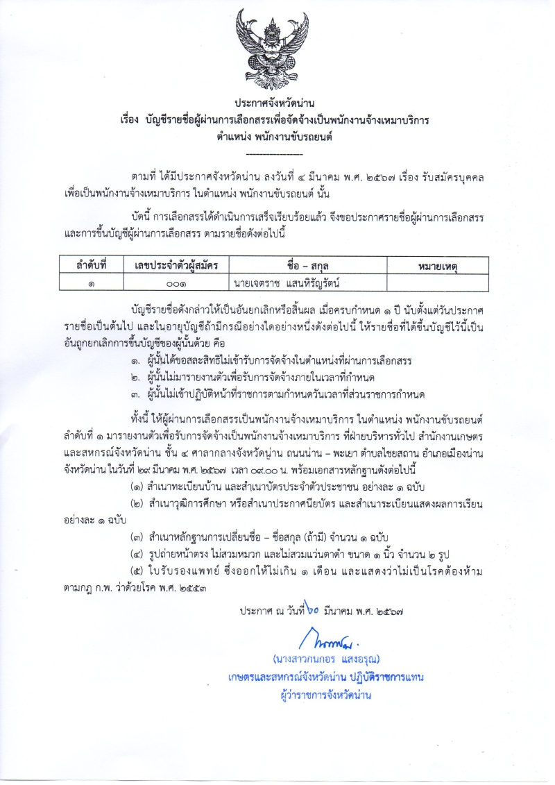 ประกาศจังหวัดน่าน