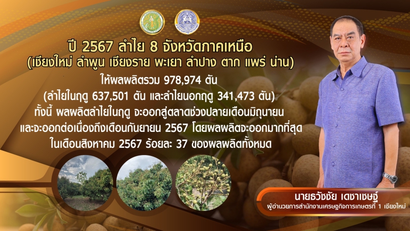 ปีนี้ลำไย8จังหวัดภาคเหนือผลผลิตในฤดู