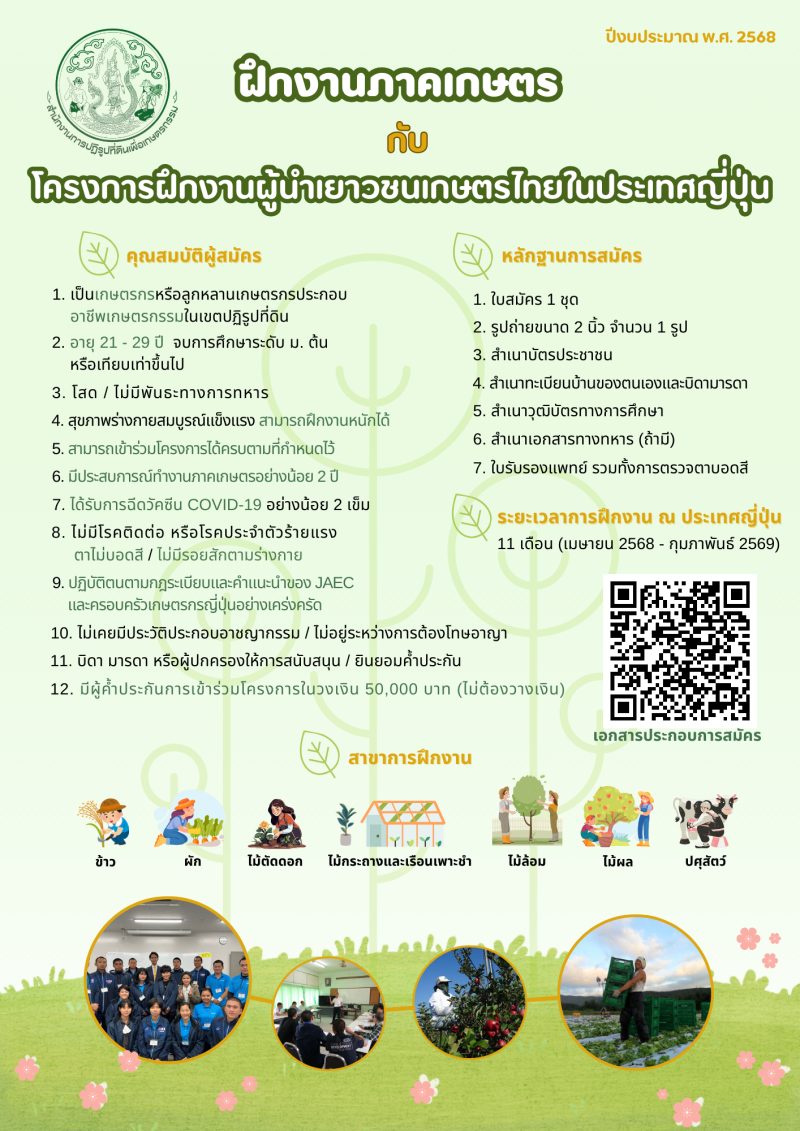 โครงการฝึกงานผู้นำเยาวชนเกษตรไทยในประเทศญี่ปุ่น